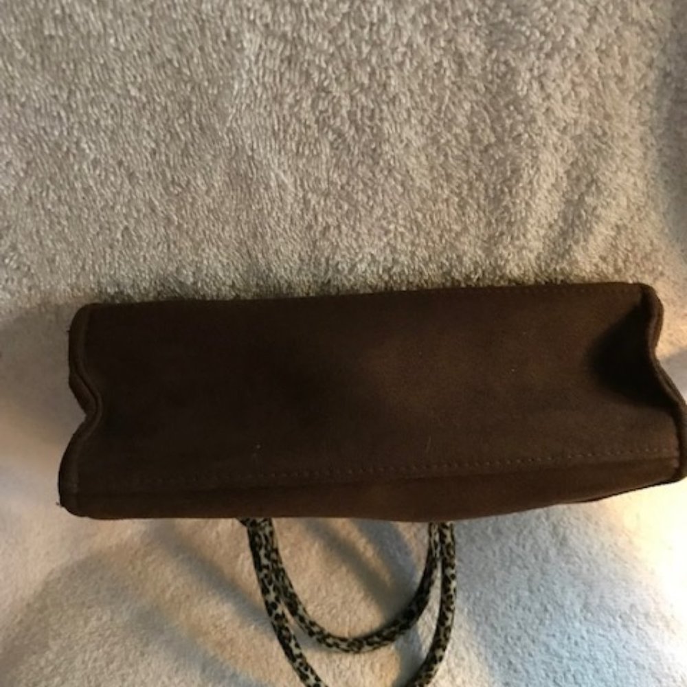 Brown Leopard Suede Purse